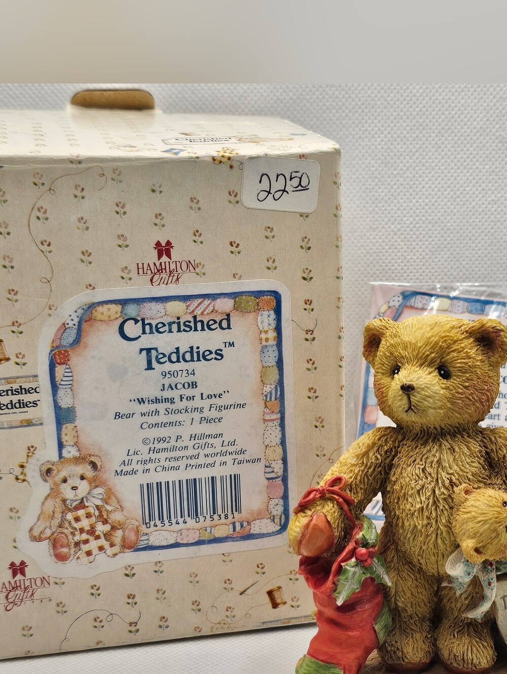 New CHERISHED TEDDIES stocking JACOB FIGURINE New Year Christmas love Birthday